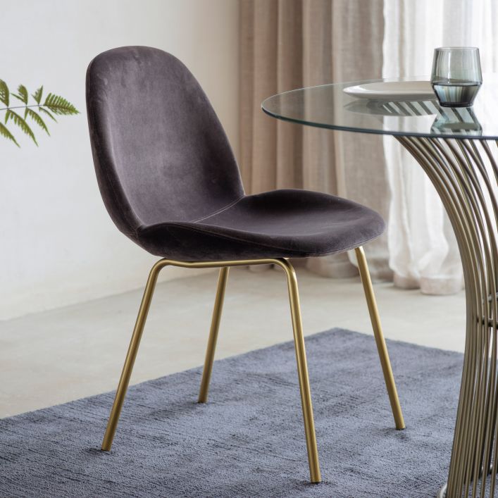 Upholstered dining deals chair metal legs