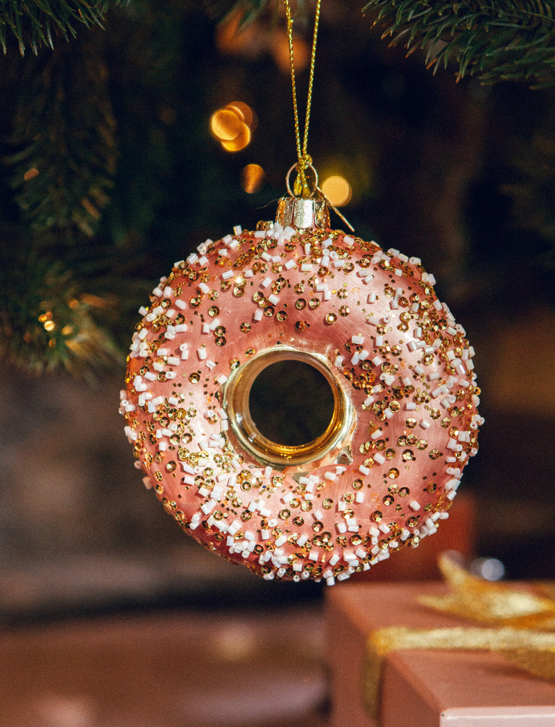 Pink Donut Christmas Decoration