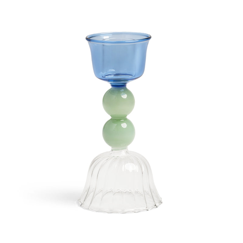 Perle Blue Glass Candle holder