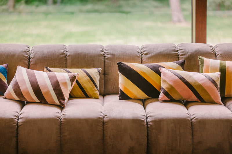 Striped Sunkissed Velvet Cushion