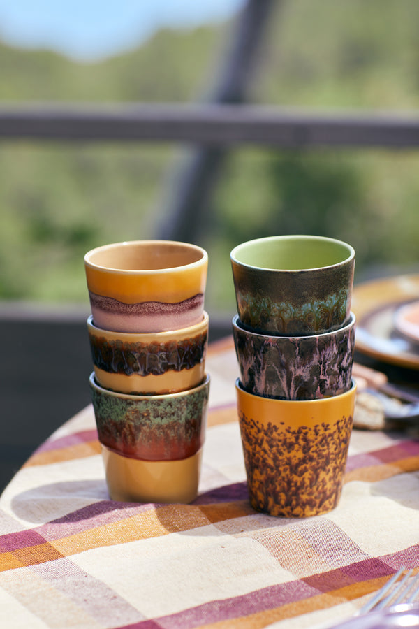 HKliving Valley 70's Ceramic Mugs - Set of 6