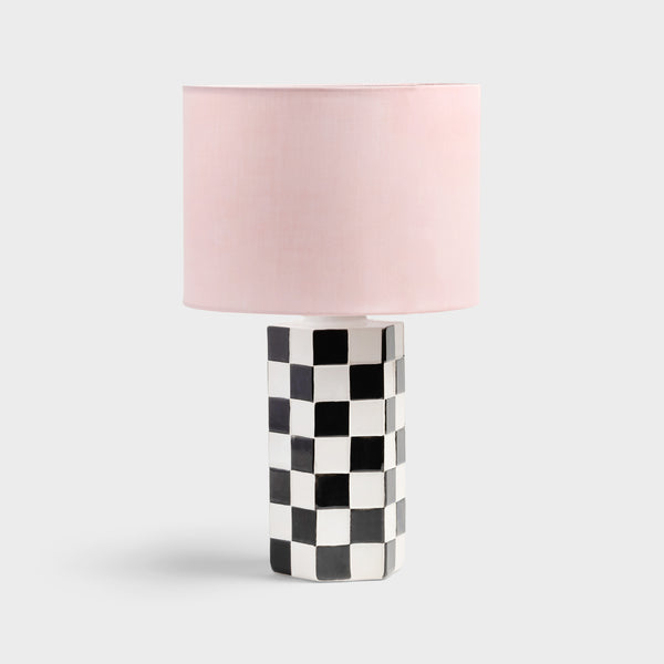 Pink and Check Table Lamp