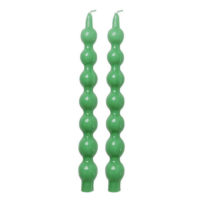 Curved Green Candles - Set of 2