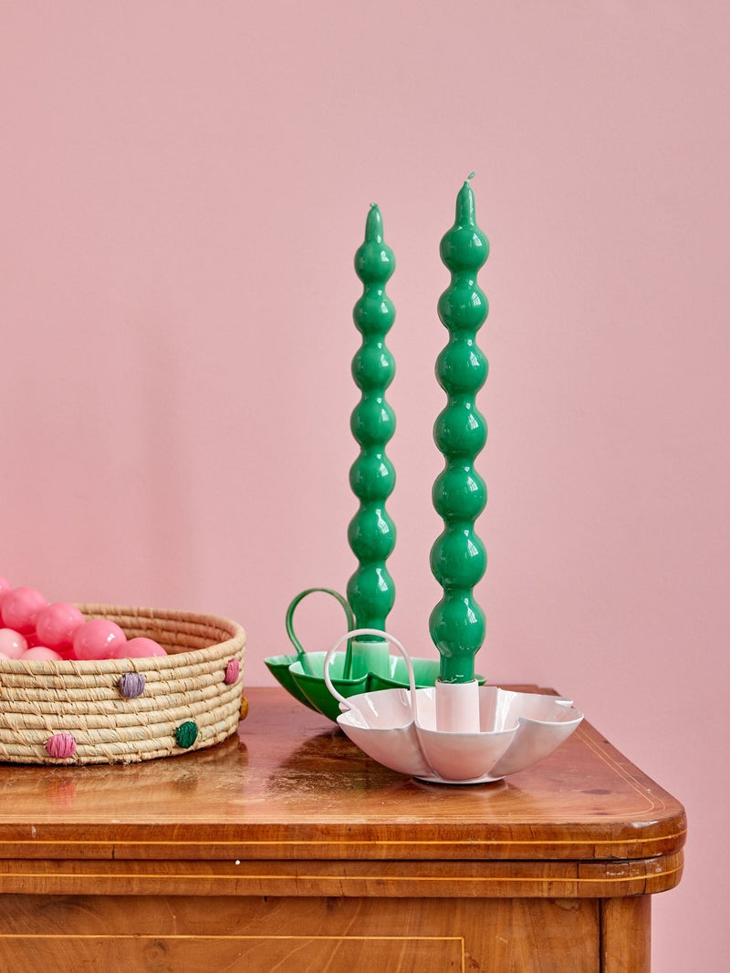 Curved Green Candles - Set of 2