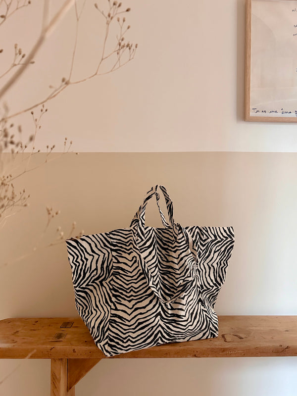 Eliza Zebra Black and White Oversized Tote Bag