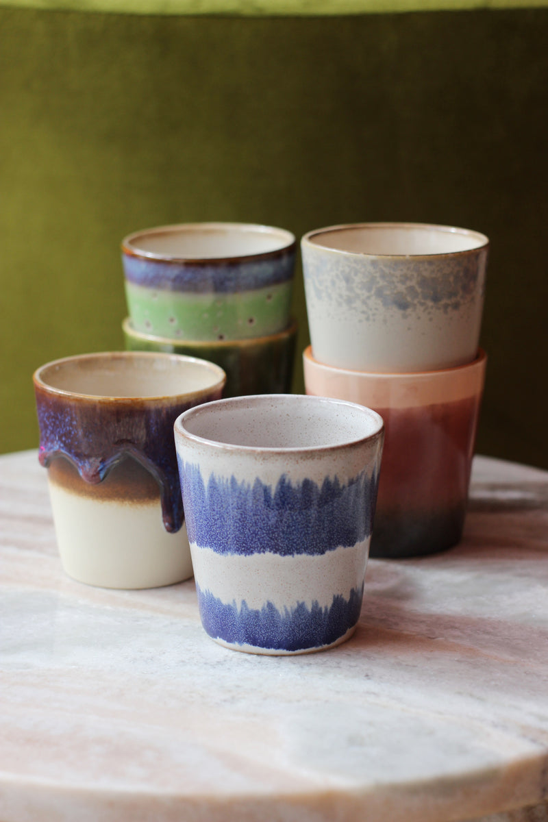 HKliving 70's Ceramic Mugs Grounding - Set of 6