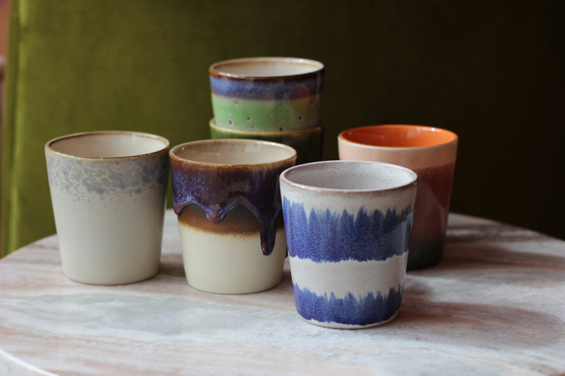 HKliving 70's Ceramic Mugs Grounding - Set of 6