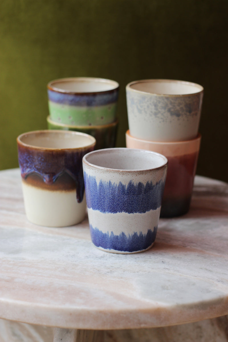 HKliving 70's Ceramic Mugs Grounding - Set of 6