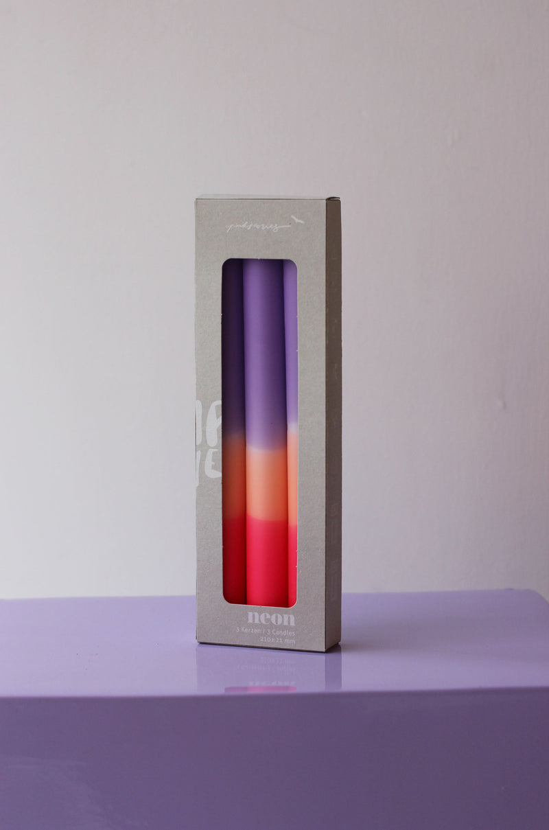 Dip Dye Neon * Plum Mousse Candles - Set of 3