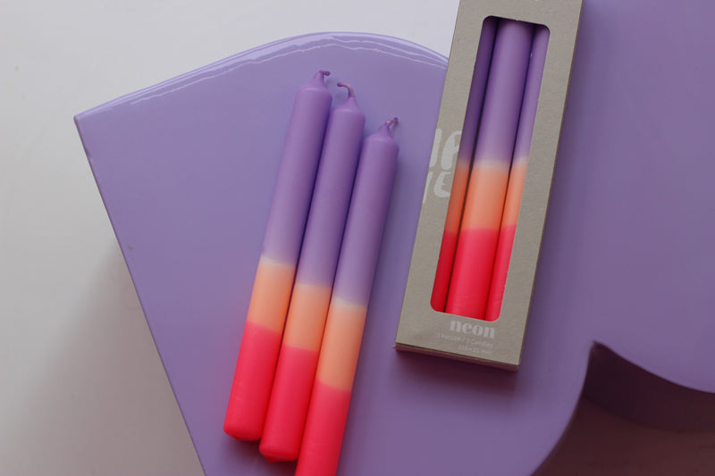 Dip Dye Neon * Plum Mousse Candles - Set of 3