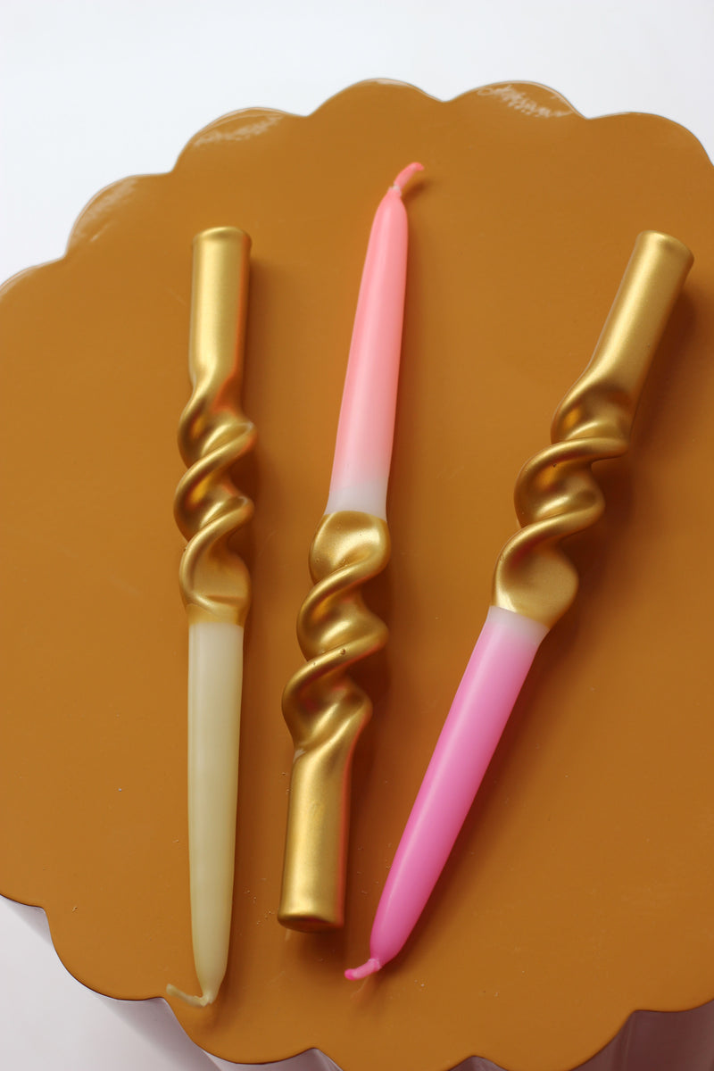 Dip Dye Swirl * Blushing Amber Candles - Set of 3