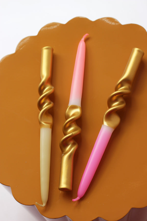 Dip Dye Swirl * Blushing Amber Candles - Set of 3