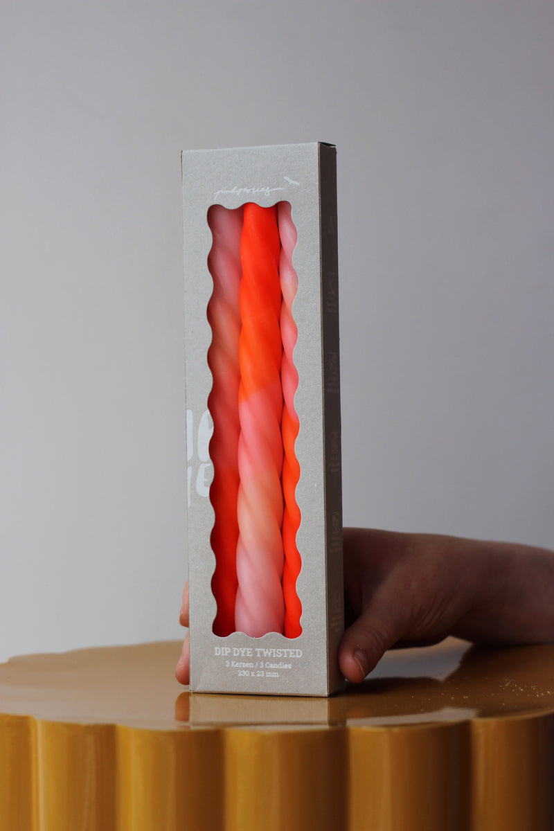 Dip Dye Twisted * Shades of Peach Candles - Set of 3