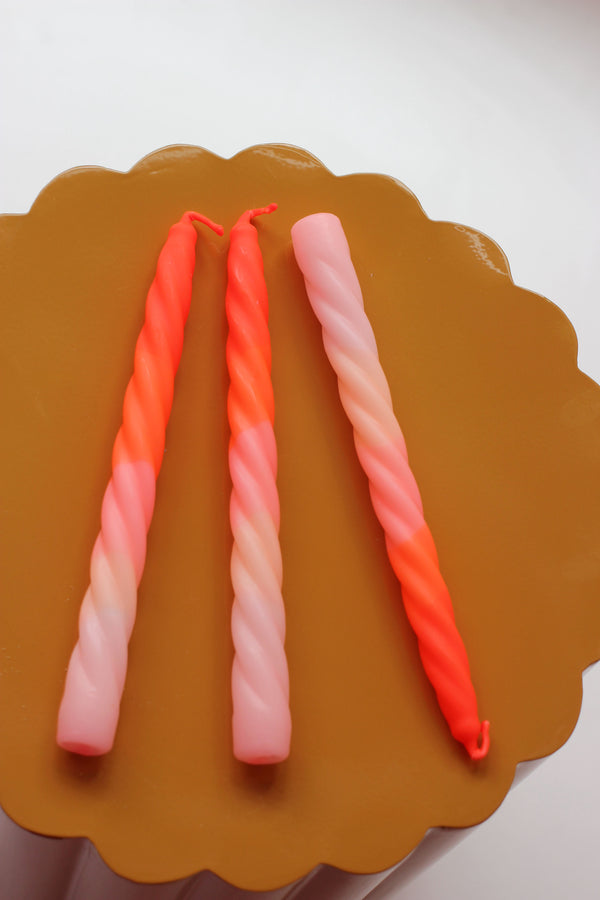 Dip Dye Twisted * Shades of Peach Candles - Set of 3