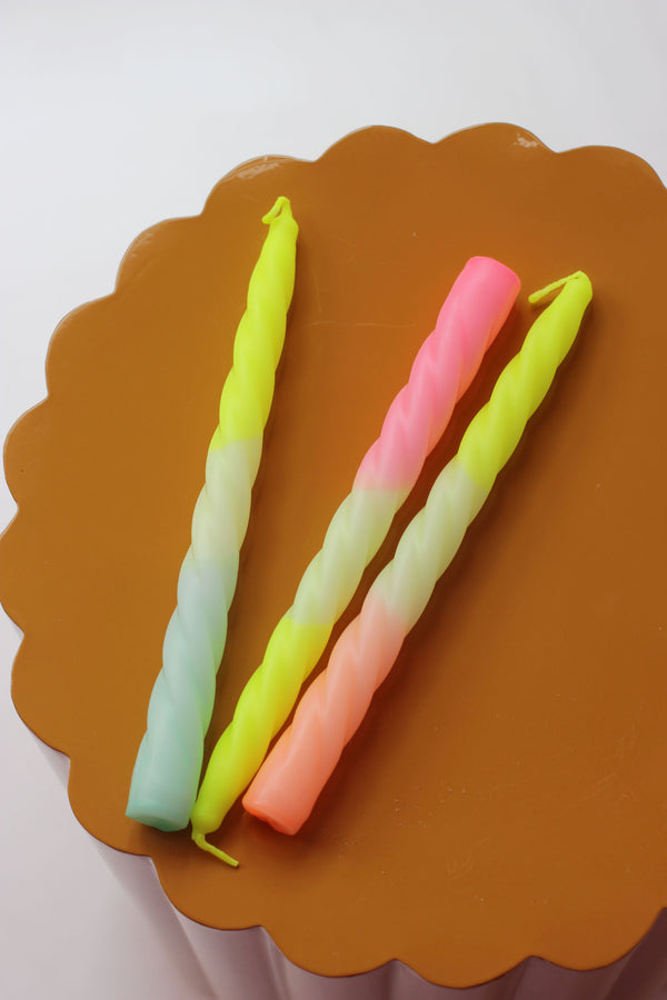 Dip Dye Twisted * Ice Cream Yellow Candles - Set of 3