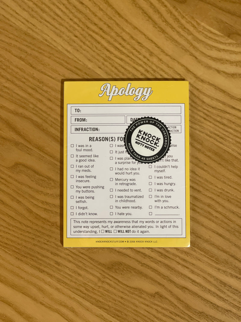 Apology Nifty Notepad