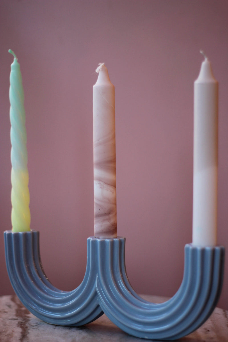 Churros light blue Candle holder