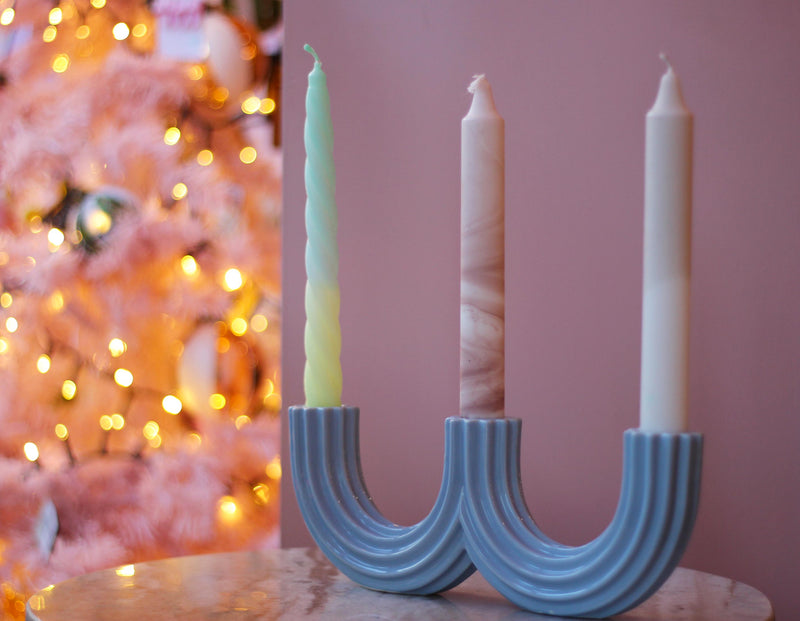 Churros light blue Candle holder