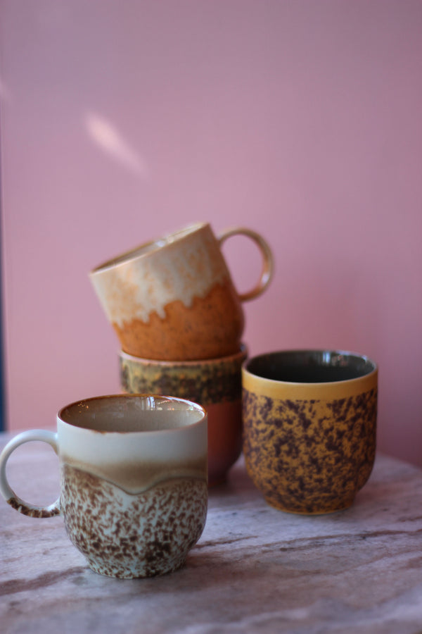 HKliving 70's Ceramic Cape Café cups - Set of 4