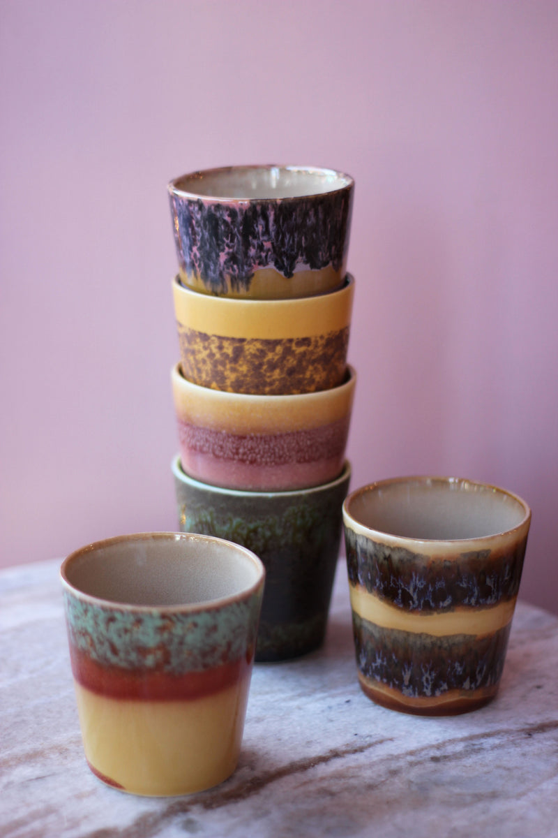 HKliving Valley 70's Ceramic Mugs - Set of 6