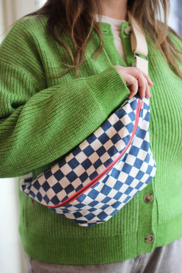 Midnight Blue Checkered Bum Bag/ Banana