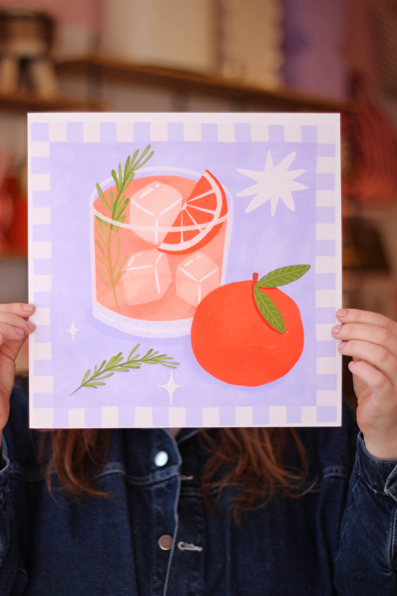 Orange and Rosemary Cocktail Art Print