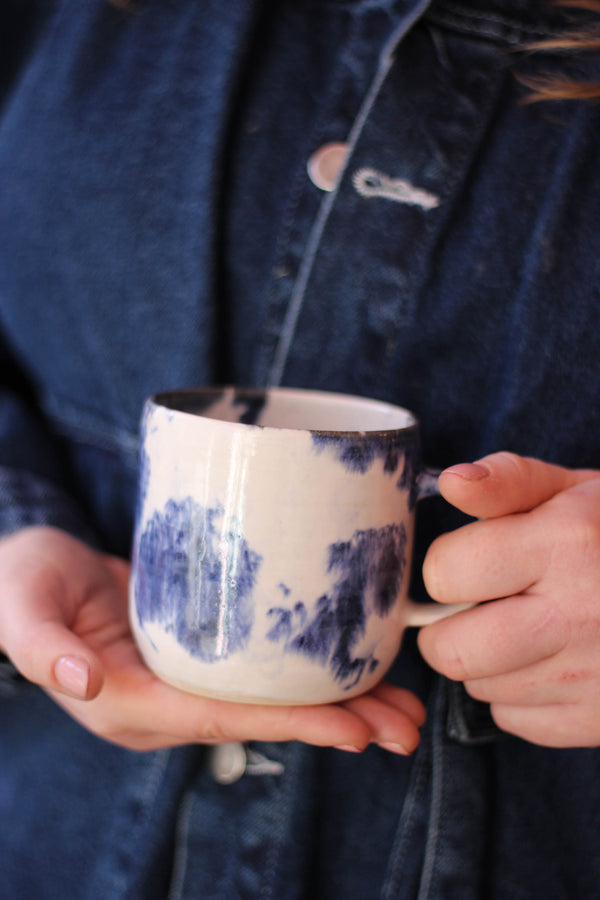 Handmade Blue Bubble Ceramic Mug