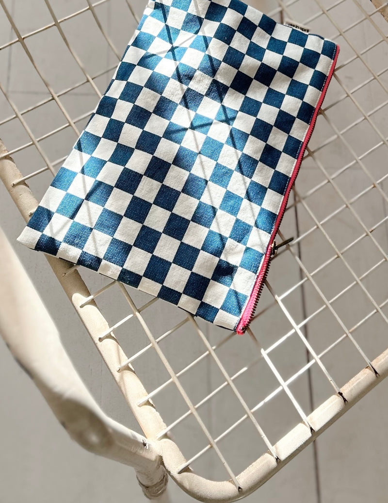 Blue Checkered Pouch/ Clutch Bag