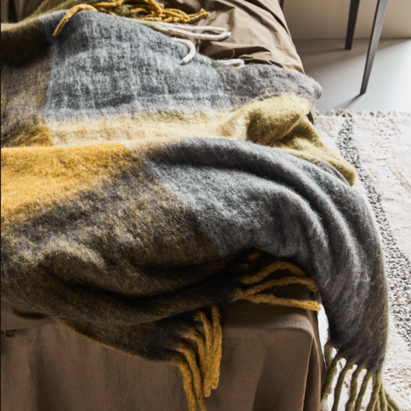 Mustard and grey throw blanket sale