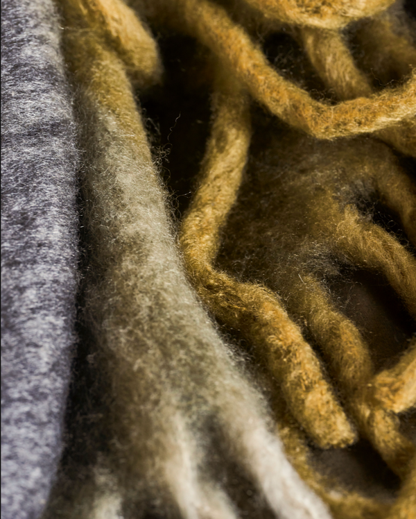 Kama Mustard and Grey Throw