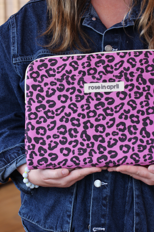 Leopard Orchid Pink Laptop Bag/ Pouch