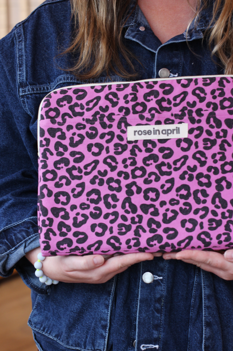 Leopard Orchid Pink Laptop Bag/ Pouch