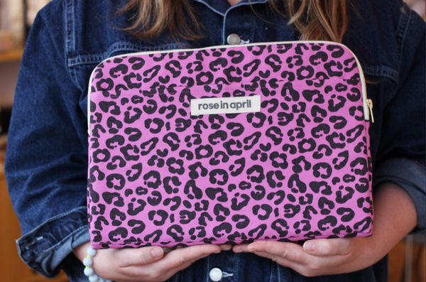 Leopard Orchid Pink Laptop Bag/ Pouch