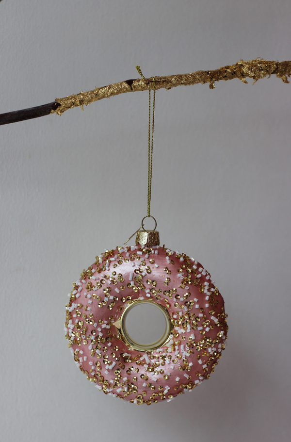 Pink Donut Christmas Decoration