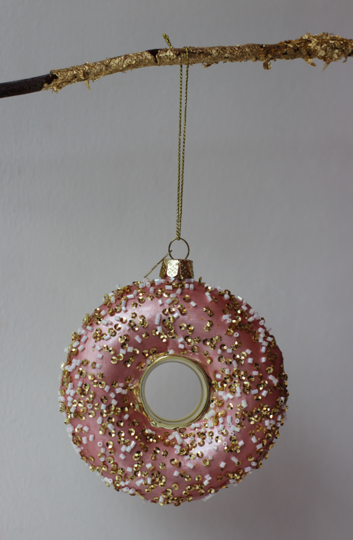 Pink Donut Christmas Decoration