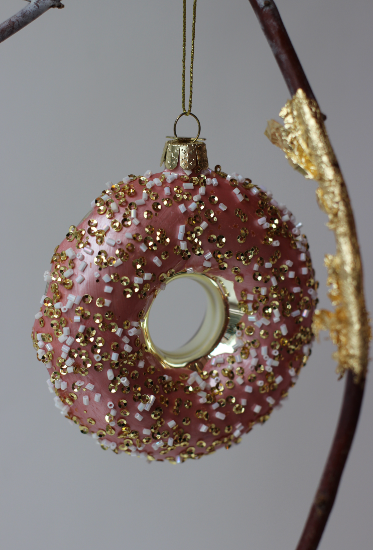 Pink Donut Christmas Decoration