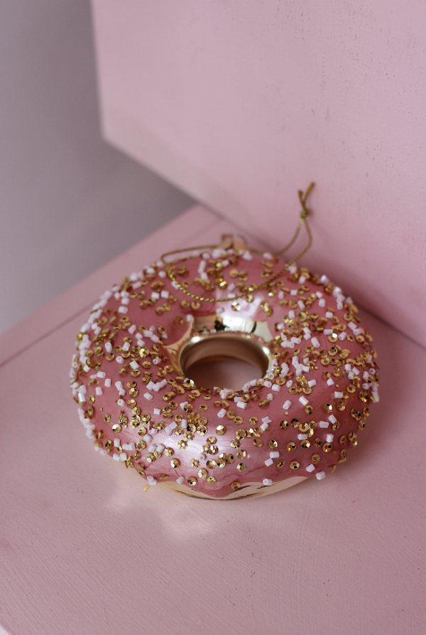 Pink Donut Christmas Decoration