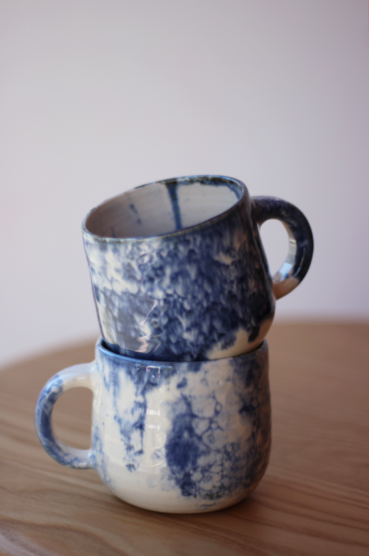 Handmade Blue Bubble Ceramic Mug