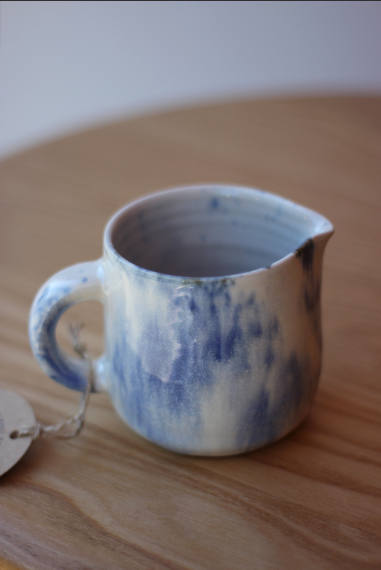 Handmade Bubble Blue Ceramic Jug