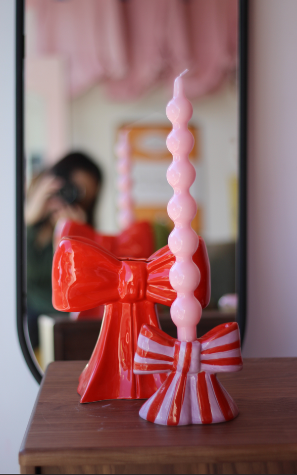 Pink and Red Bow Candle holder