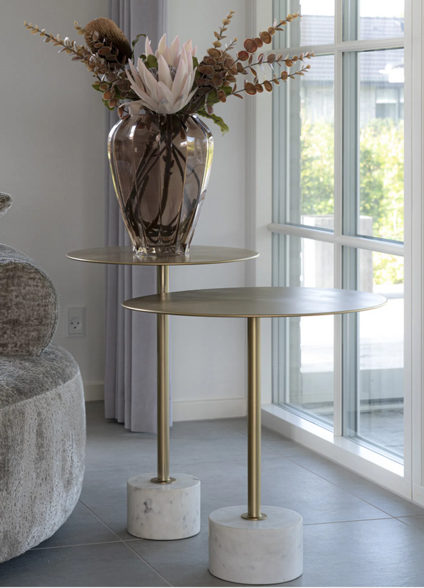 Lecco Brass and Marble Side Table