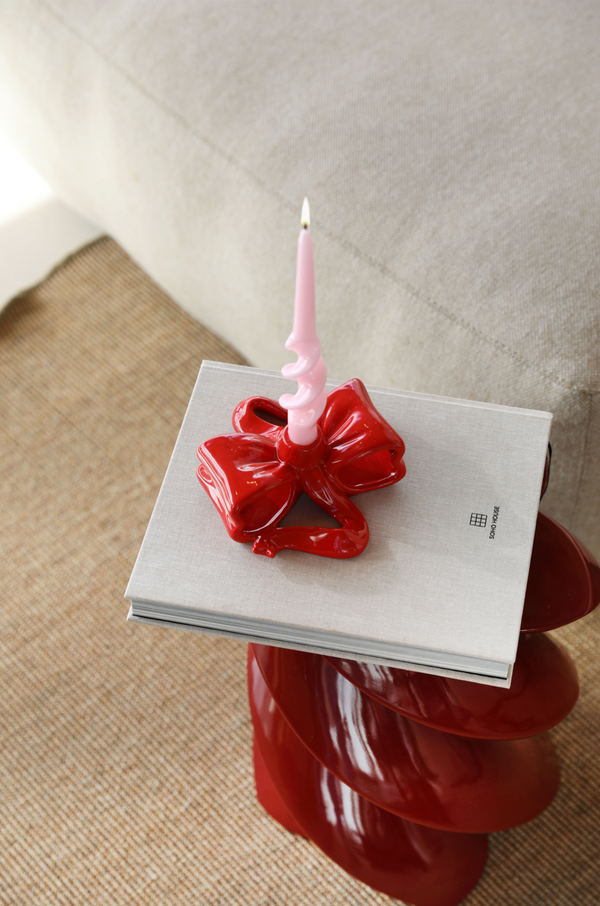 Ribbon Red Candle holder