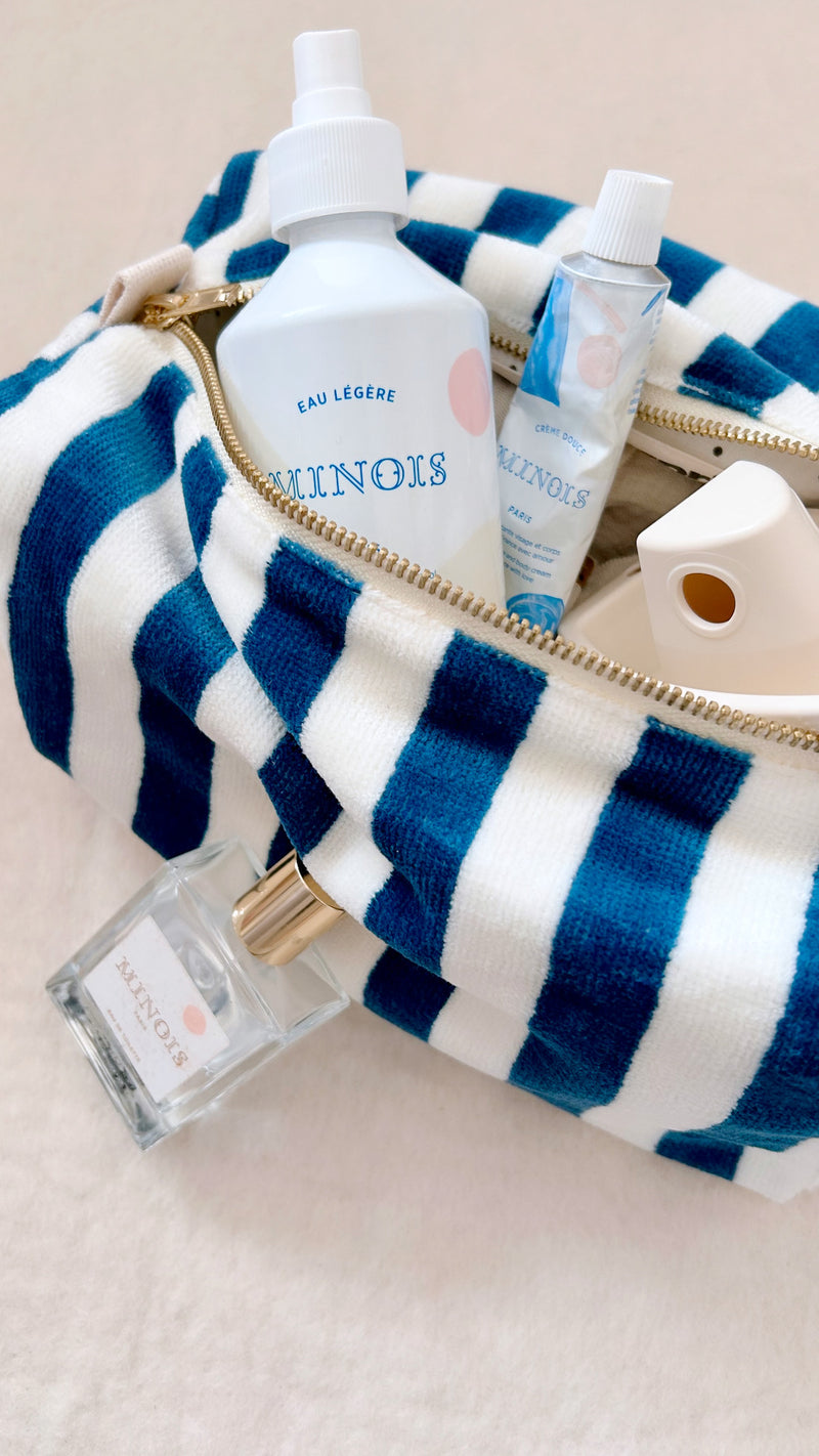 Midnight Blue Stripes Vic Wash Bag