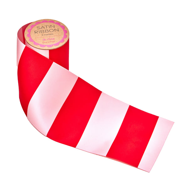 Satin Ribbon in Pink and Red Stripes