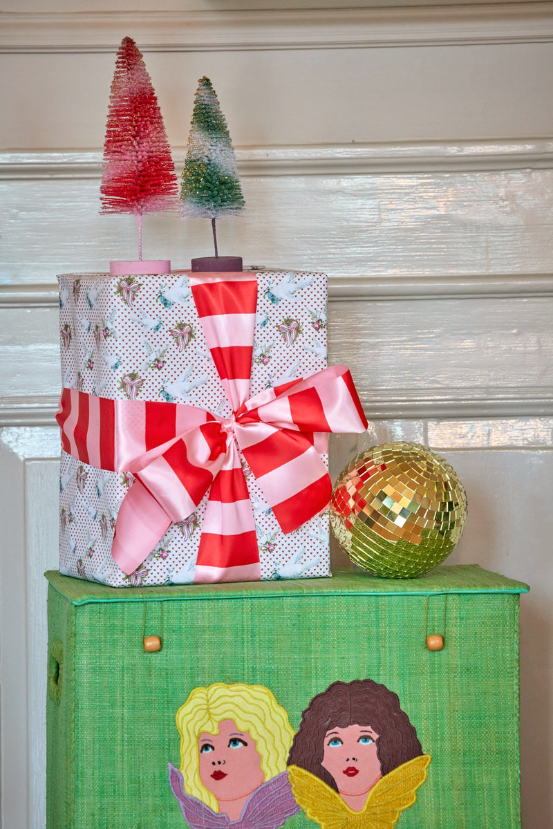 Satin Ribbon in Pink and Red Stripes