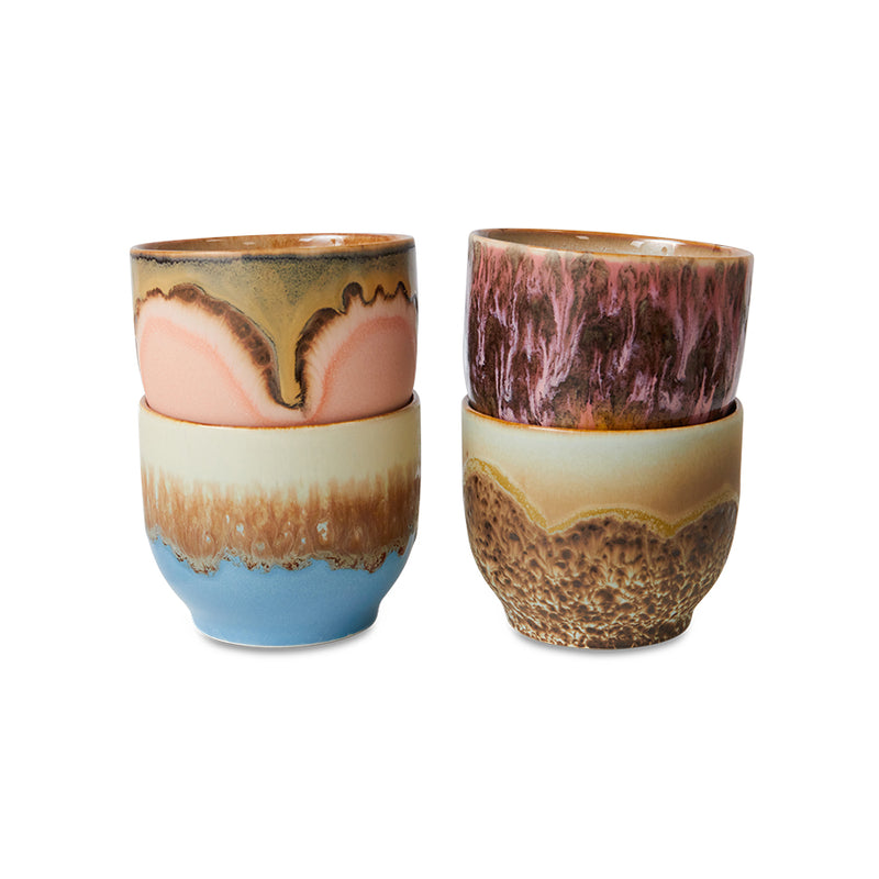 HKliving 70's Ceramic Lagoon Café cups - Set of 4