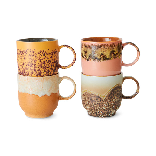 HKliving 70's Ceramic Cape Café cups - Set of 4