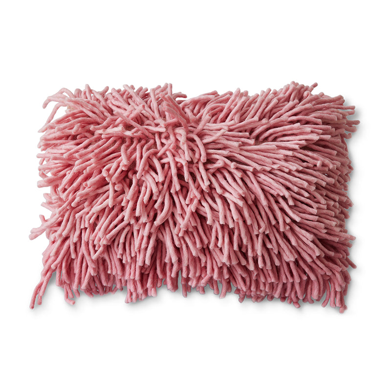 Rugged Woolen Pink Cushion