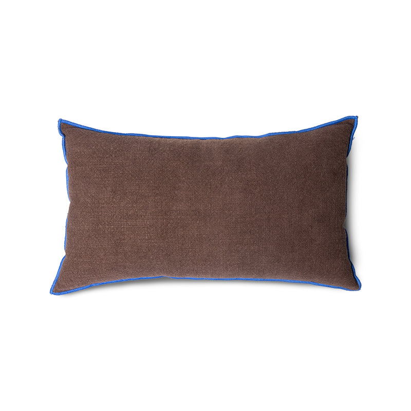 Brown Vineyard Cushion with Blue Piping