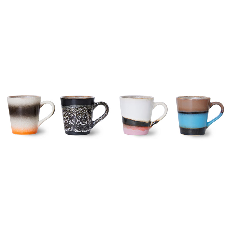 HKliving 70's Ceramic Rebel Rebel Funky Espresso Mugs - Set of 4